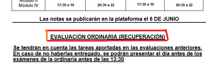 CAMBIO DE FECHA EXÁMENES ESPAD